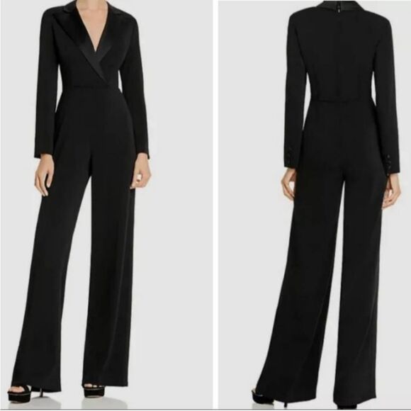 Jay Godfrey Roland Black Tuxedo Jumpsuit Sz 4 Sophisticated Classy Modest Elegan - Picture 1 of 15